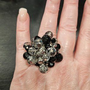 White House Black Market Black & Silver Adjustable Ring